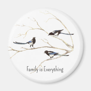 Imã Nome personalizado Família Magpie Bird é tudo