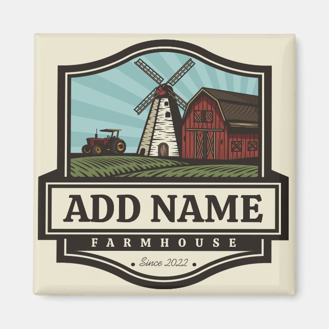 Imã NOME Personalizado Farmhouse Rustic Farmhouse Old  (Frente)