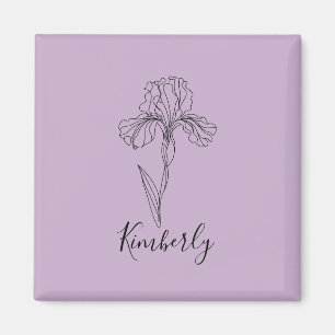 Imã Nome personalizado Fevereiro íris Birs Birth Flowe