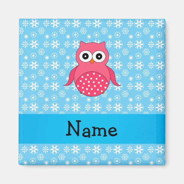 Imã Nome personalizado Flocos de neve azuis (Frente)
