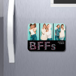 Ímã Nome Personalizado Foto dos Melhores Amigos do BFF<br><div class="desc">Esta design apresenta um texto moderno do BFF feito de corações femininos e três quebra-cabeça de quebra-cabeça com seus nomes personalizados. Celebre sua amizade com seus melhores amigos com este presente maravilhoso. Adicione suas próprias fotos e edite os nomes nas caixas de texto fornecidas #quebra-cabeça #jigsaw #jigsawpuzzles #games #diversão #presentes...</div>
