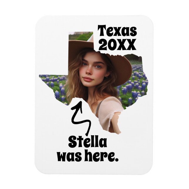 Ímã Nome Personalizado, Foto e Ano do Texas Souvenir (Vertical)