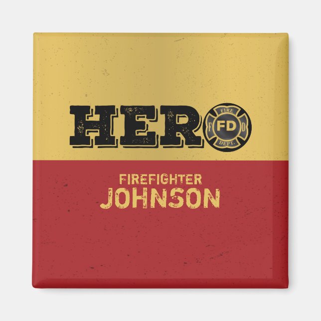 Imã Nome Personalizado, Herói do Bombeiro (Frente)