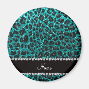 Imã Nome personalizado impressão brilhante aqua glitte