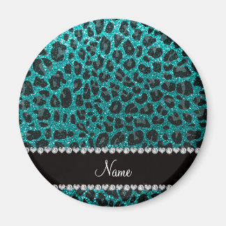 Imã Nome personalizado impressão brilhante aqua glitte