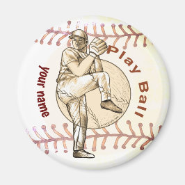 Imã Nome personalizado Jogar Baseball Pitcher