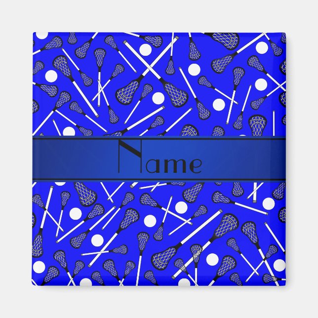 Imã Nome personalizado lacrosse azul (Frente)