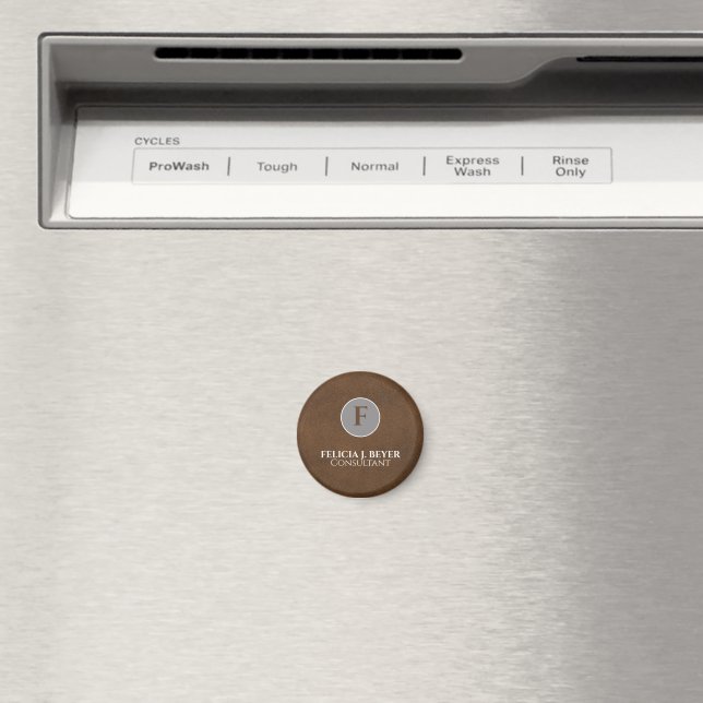 Imã Nome Personalizado Marrom Chocolate Minimalista (In Situ (Dishwasher))