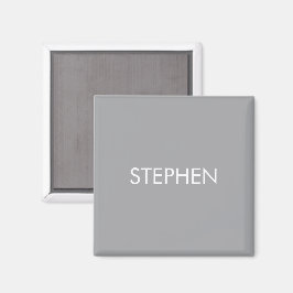 Imã Nome personalizado minimalista cinza
