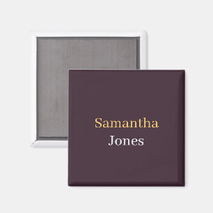 Imã Nome personalizado minimalista moderno burgundy