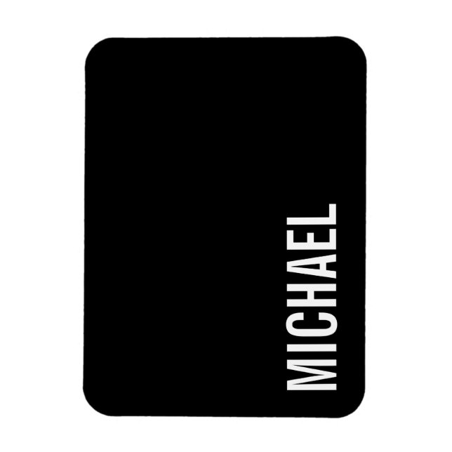 Ímã Nome Personalizado Mínimo Moderno Preto (Vertical)
