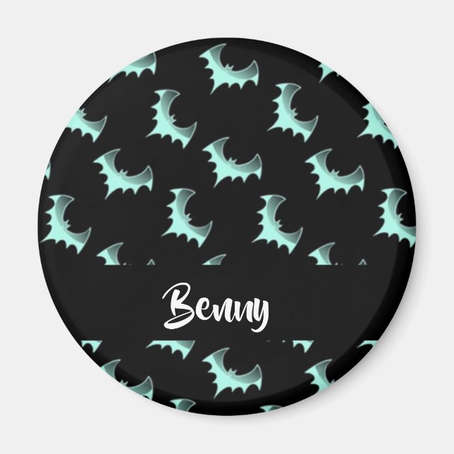 Imã Nome personalizado morcegos azuis (Frente)