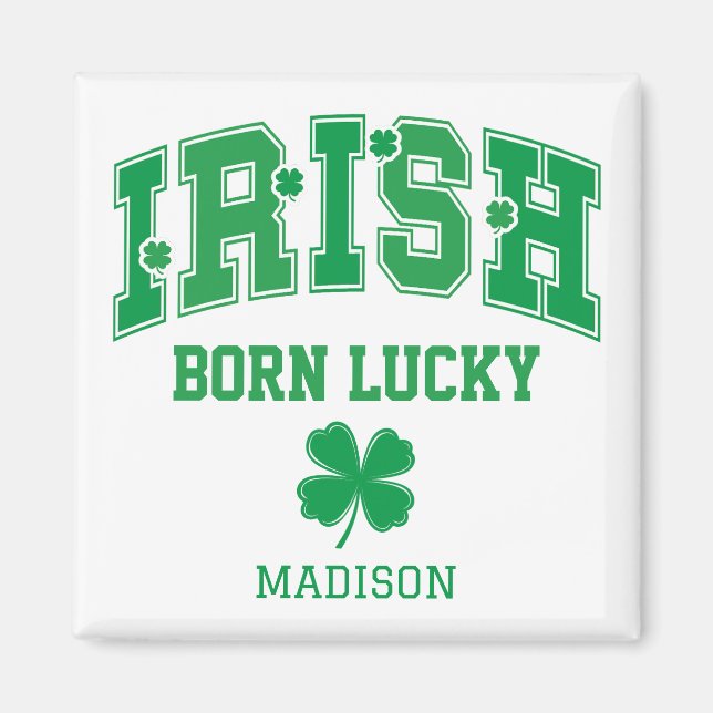 Imã Nome personalizado Nascer irlandês sorte (Frente)