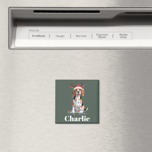 Imã Nome Personalizado Natal Beagle Amante de Cachorro