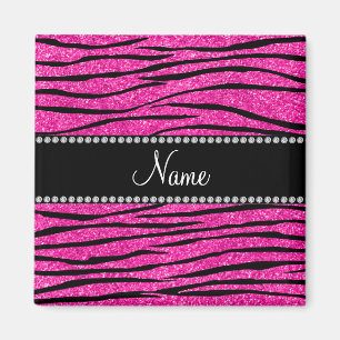 Imã Nome personalizado: neon hot pink glitter strips