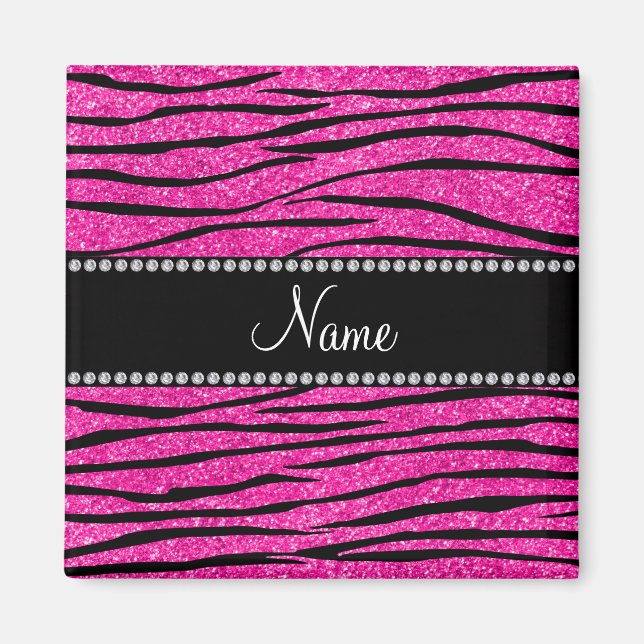 Imã Nome personalizado: neon hot pink glitter strips (Frente)