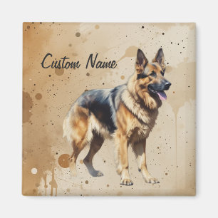Imã Nome personalizado ou texto Cachorro pastor alemão