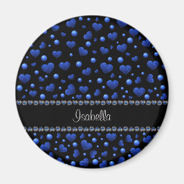 Imã Nome personalizado, padrão de brilho cardíaco azul