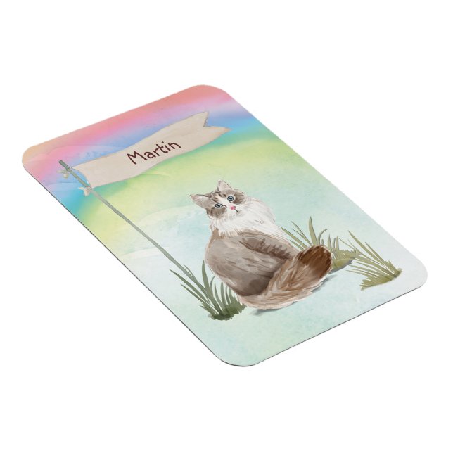 Ímã Nome Personalizado Pet de Cat Siberiano (Lado Direito)