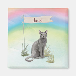 Imã Nome Personalizado Pet de Gato Russo Azul