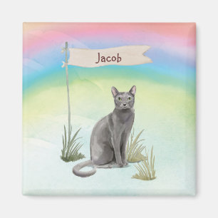 Imã Nome Personalizado Pet de Gato Russo Azul