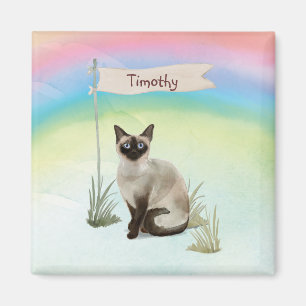 Imã Nome Personalizado Pet de Gato Siamês