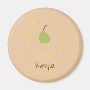 Imã Nome personalizado pintado de pera em castanho