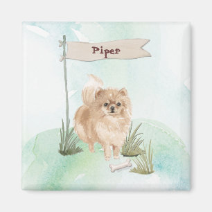 Imã Nome Personalizado Pommeranian Pet Dog