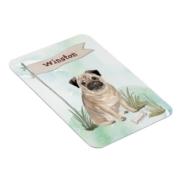 Ímã Nome Personalizado Pug Cãozinho (Lado Direito)
