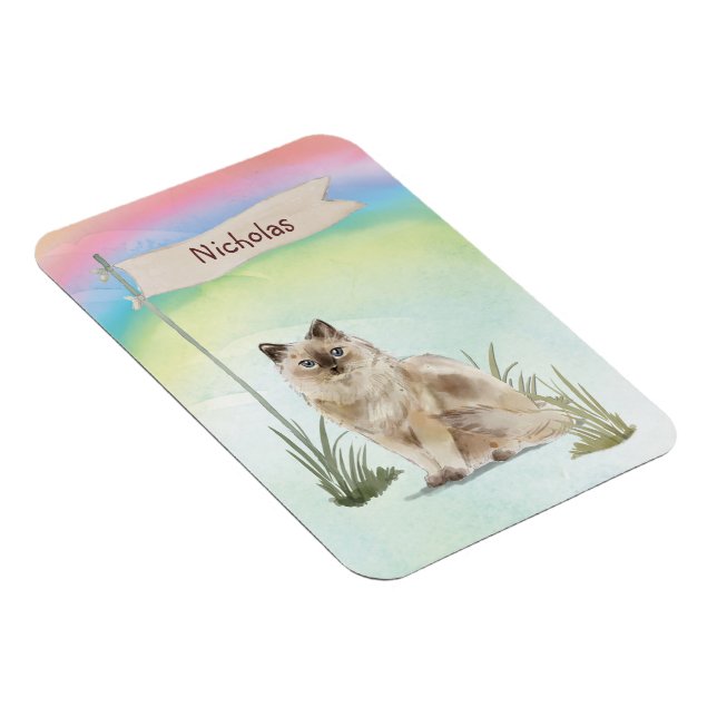 Ímã Nome Personalizado Ragdoll Cat Pet (Lado Direito)