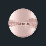 Imã Nome personalizado rosa dourado falso folha de pap<br><div class="desc">Nome personalizado rosa dourado falso folha de papel cor de rosa</div>