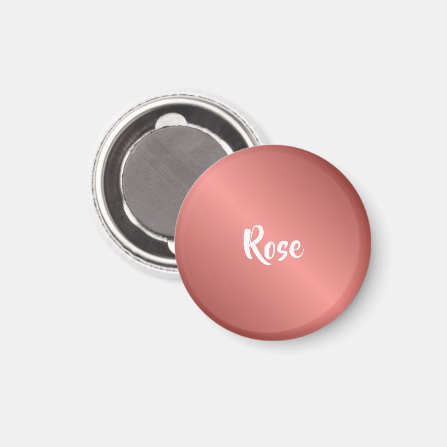 Imã Nome personalizado rosa gold (Front/Back)