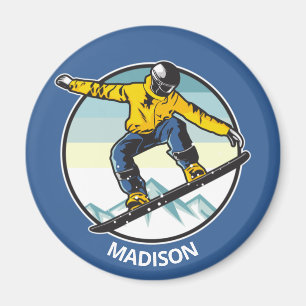 Imã Nome personalizado SNOWBOARDER