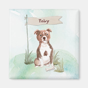 Imã Nome Personalizado Staffordshire Bull Terrier Pet