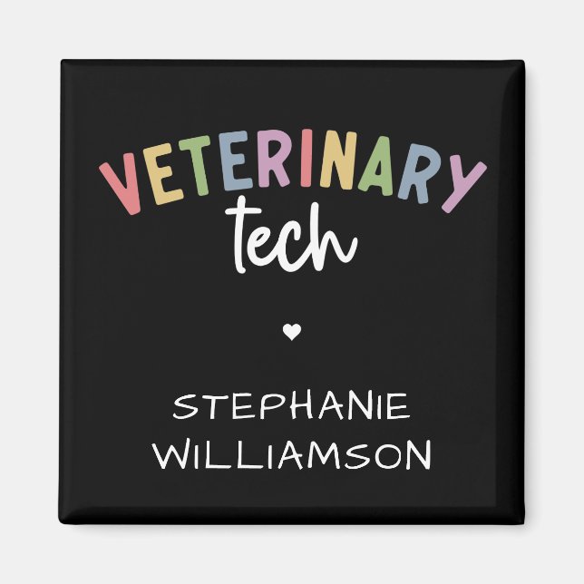 Imã Nome Personalizado técnico veterinário | Vet Techn (Frente)