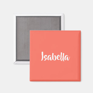 Imã Nome personalizado vibrante coral vívido minimalis