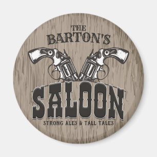 Imã Nome personalizado Wild West Gun Revolver Saloon