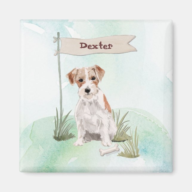 Imã Nome personalizado Wire Haired Jack Russell Pet Do (Frente)