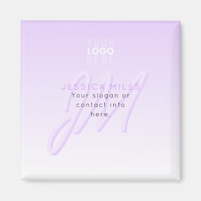 Imã Nome Profissional & Modelo de Slogan | Lilás Claro (Frente)