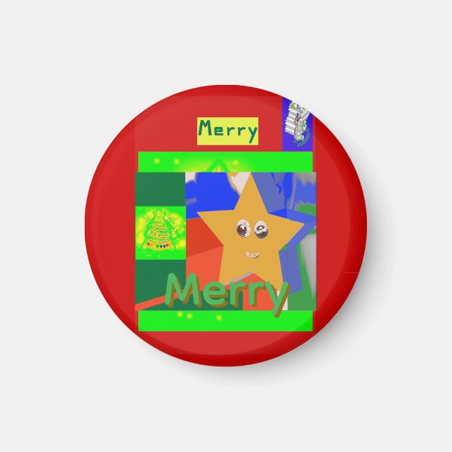 Imã Nome Verde Alegre em Vermelho (Frente)