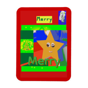 Ímã Nome Verde Alegre no Natal Vermelho