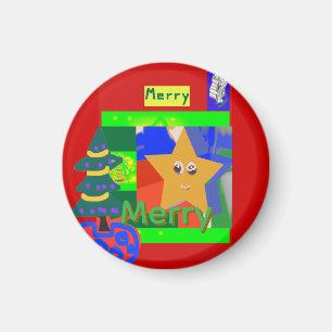 Imã Nome Verde Alegre no Natal Vermelho