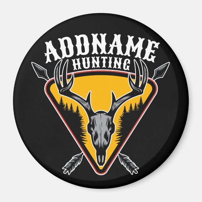 Imã NOMES ADD Caçador de Elk Caveira Grandes Caçadores (Frente)