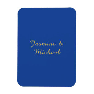 Ímã Nomes de Casal de Caligrafia Chic Adorável Azul e