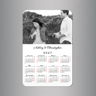 Ímã Nomes de Fotos Personalizados Calendário 2027
