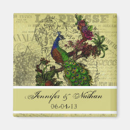 Imã Nomes de Peacock do Vintage e Magnet de Data