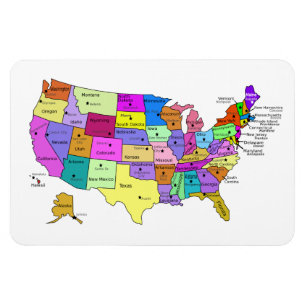 Ímã Nomes e capitais do estado do mapa dos Estados