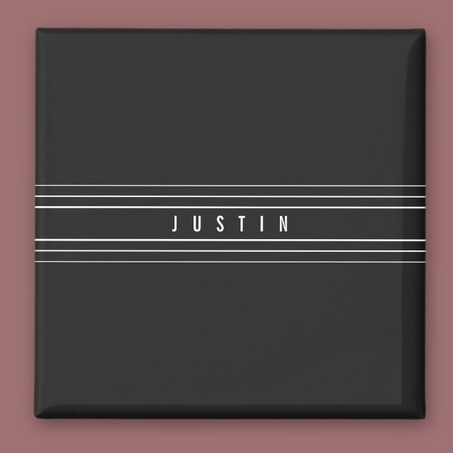 Imã Nomes editáveis e faixas geométricas | Preto e bra (Criador carregado)