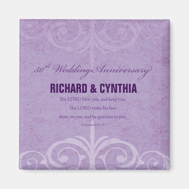 Imã Nomes personalizados, 50º aniversário de casamento (Frente)