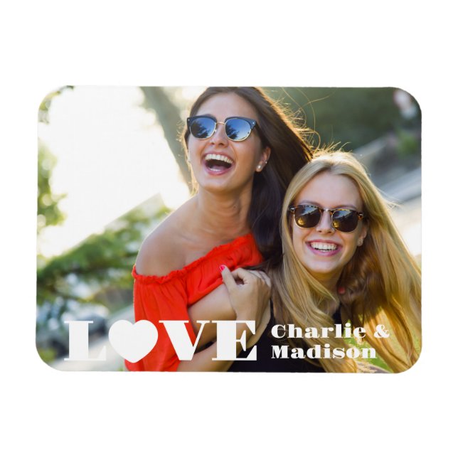 Ímã Nomes personalizados e AMOR de fotos (Horizontal)